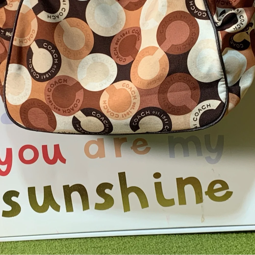 Coach Multicolor Circle Print Shoulder Bag - Brown/Tan/Cream/White - Picture 6 of 14